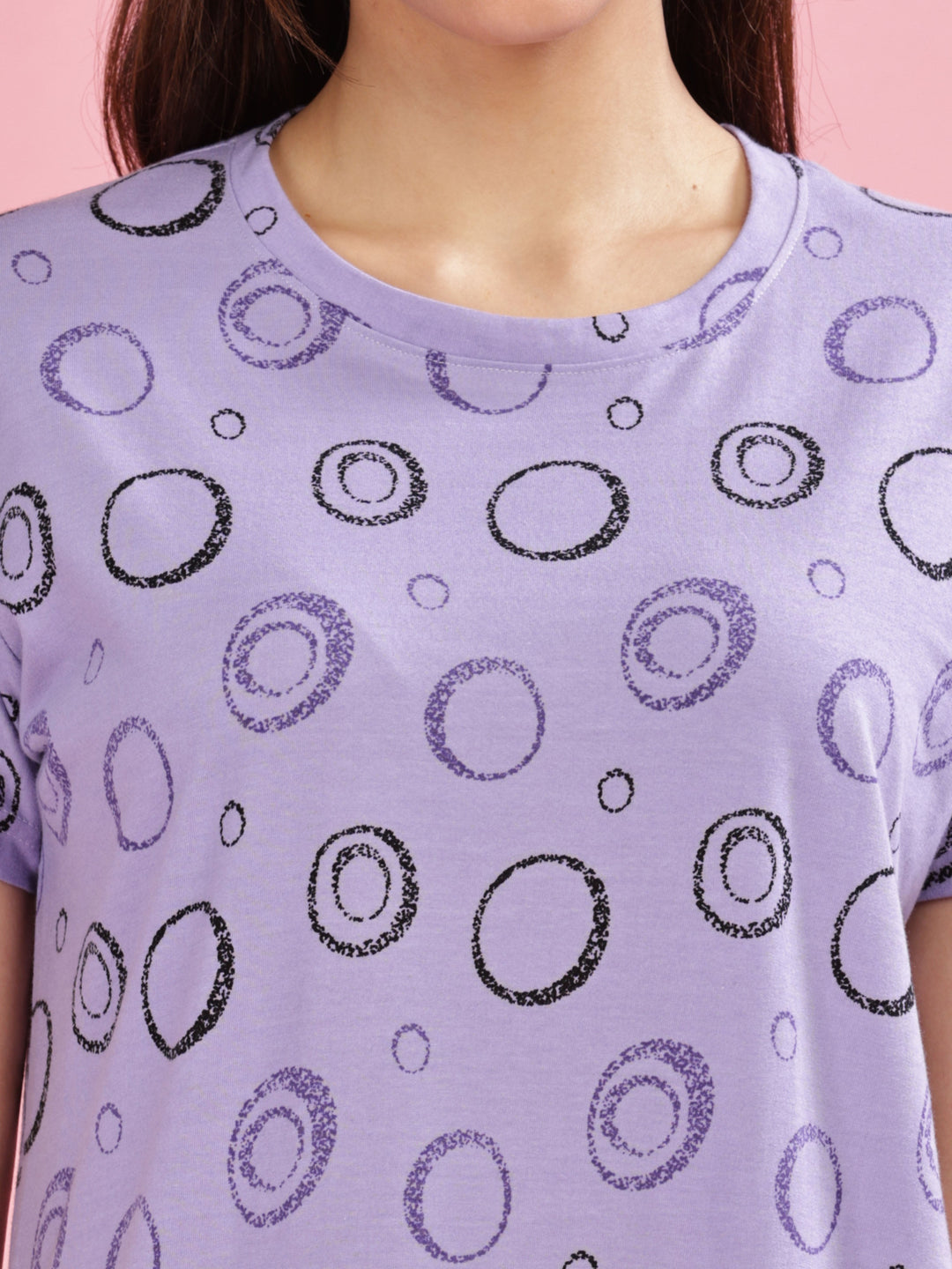 Lavender plus size daily wear nighty in 100% premium hosiery cotton