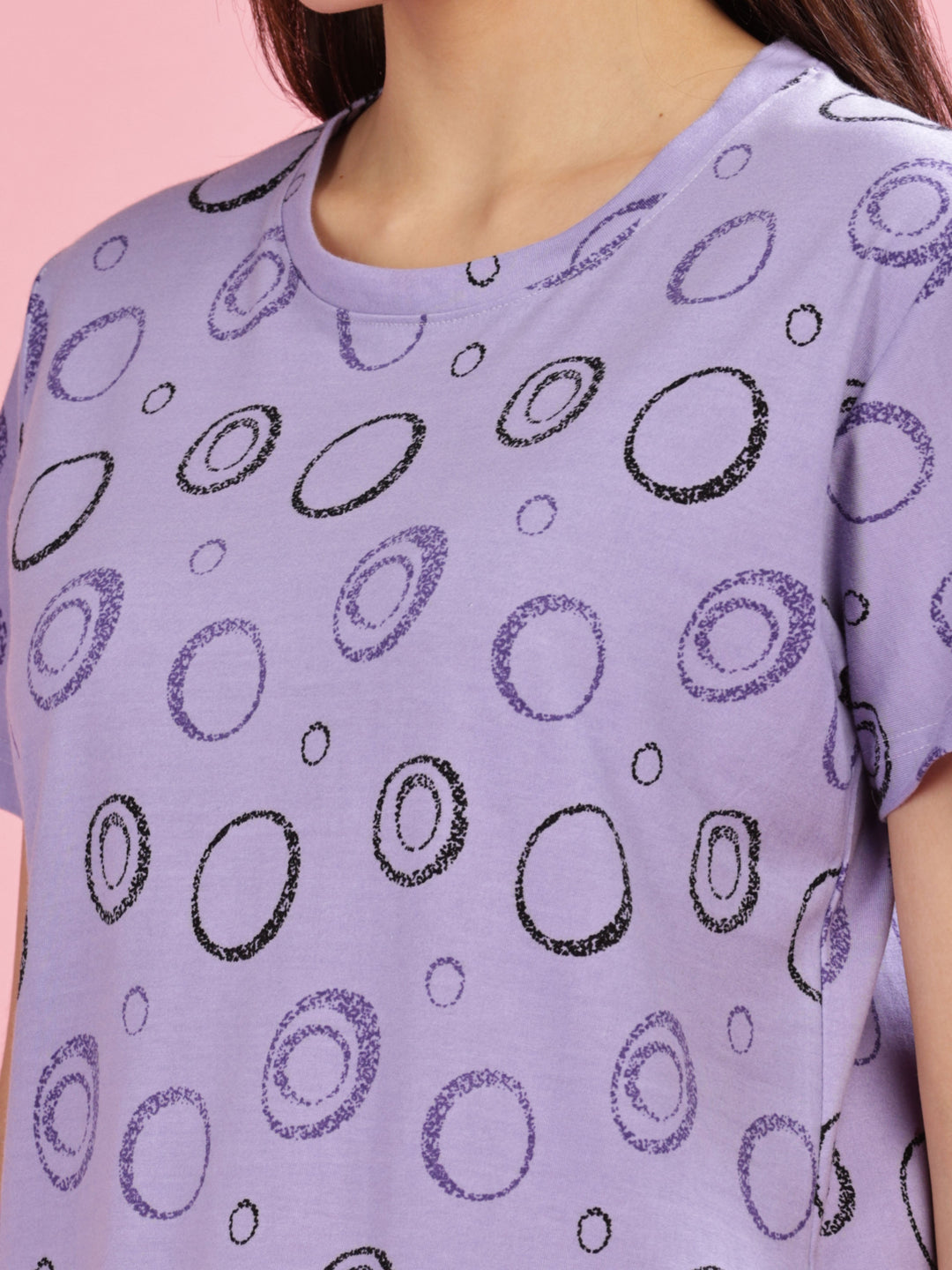 Lavender plus size daily wear nighty in 100% premium hosiery cotton