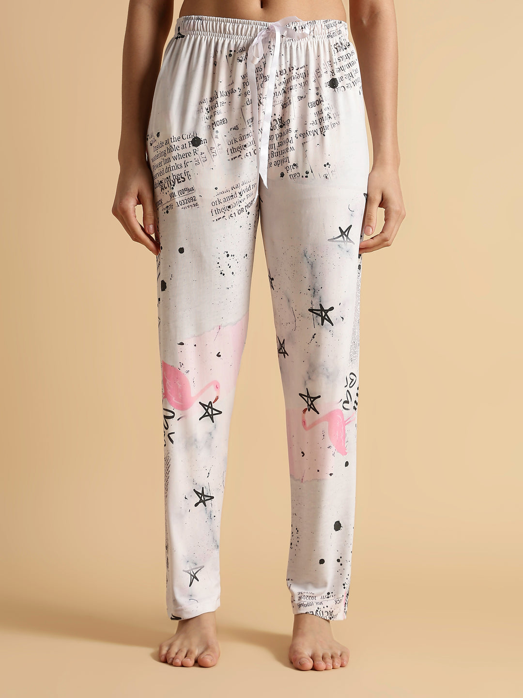 Soft doodle print womens night suit set