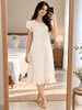 Lemon Blossom Floral Short Nightdress with Pockets for Women