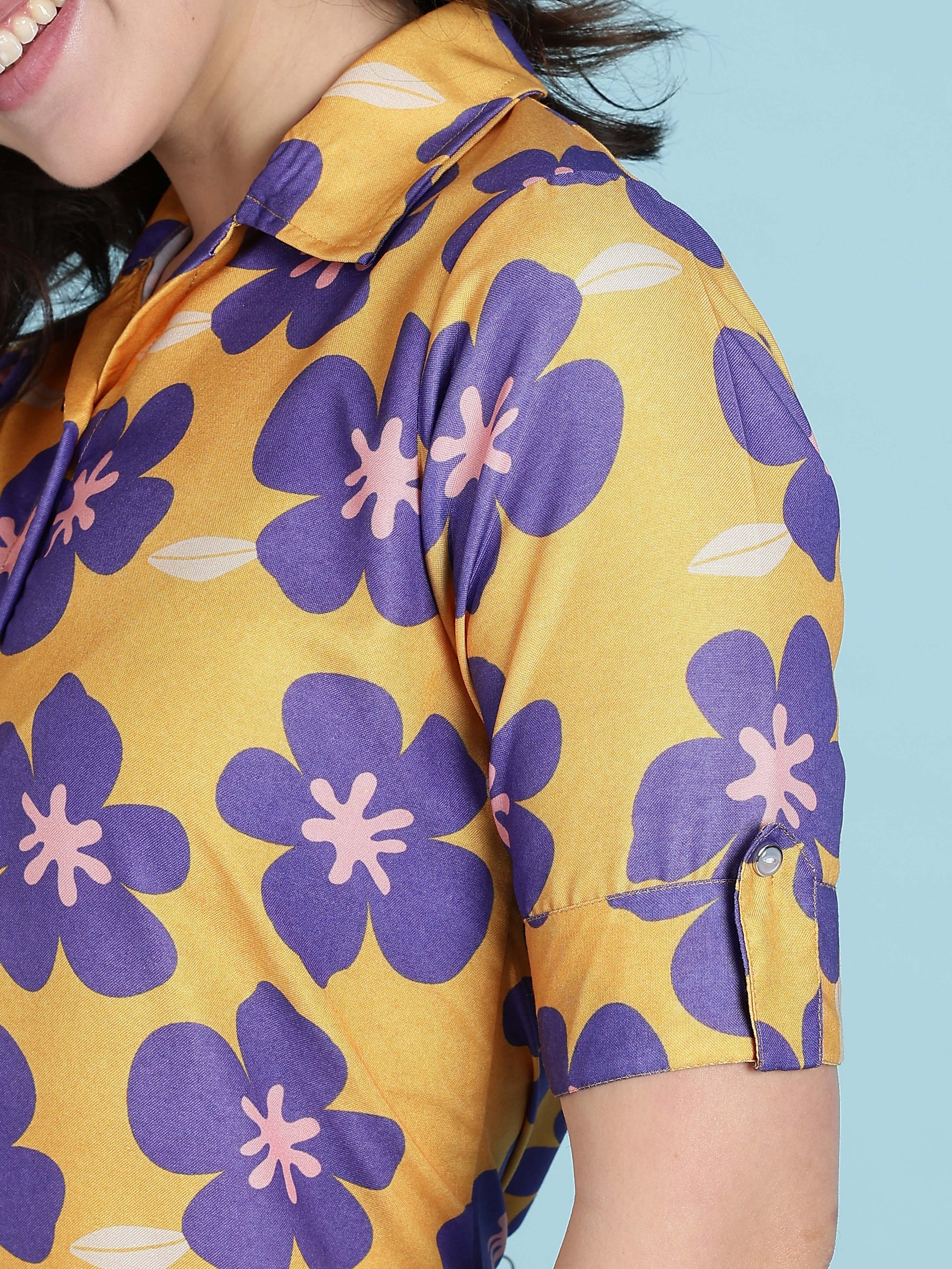 Flower Print Rayon Modern Nighty Dress For Girls And Women