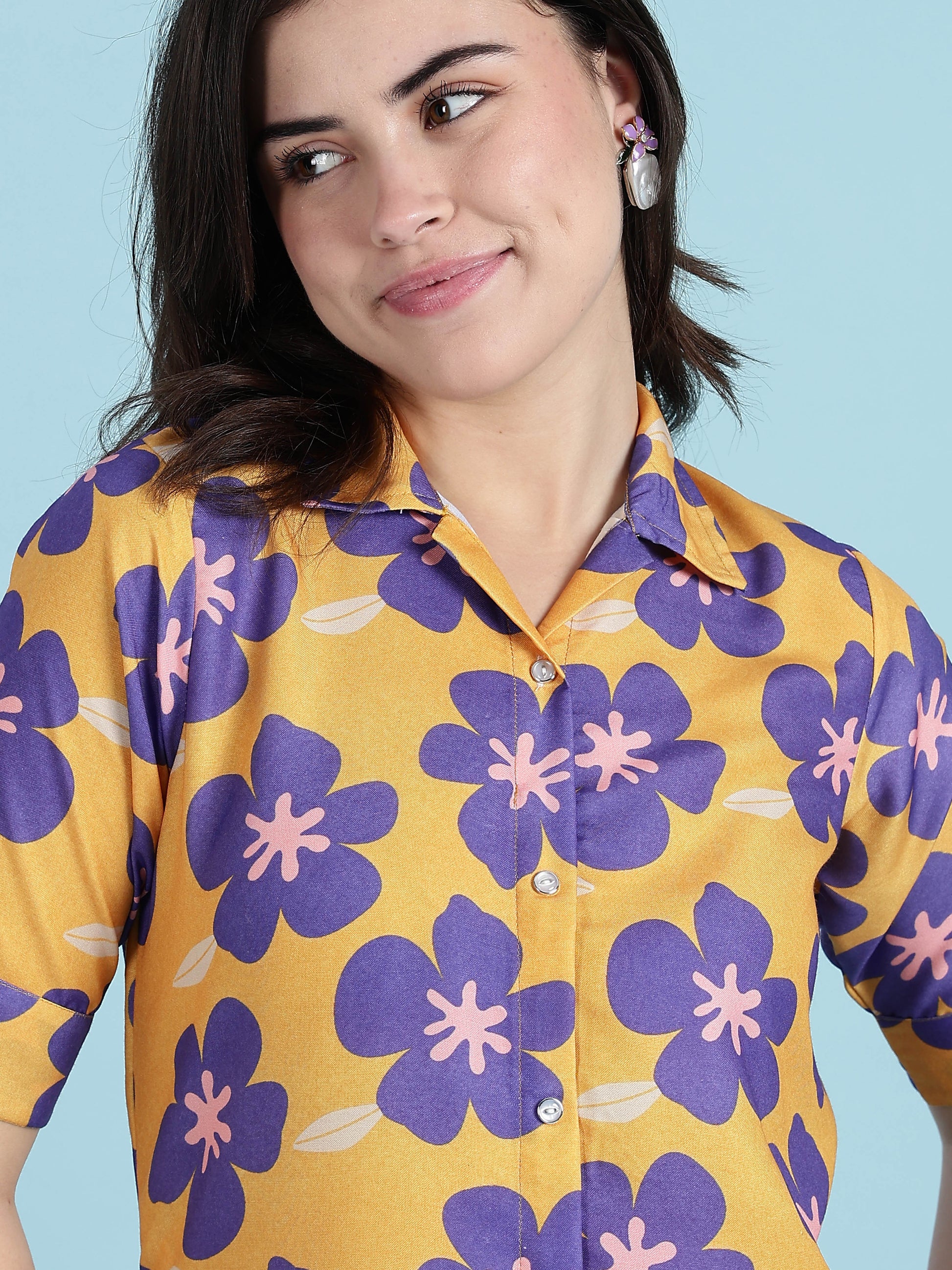 Flower Print Rayon Modern Nighty Dress For Girls And Women