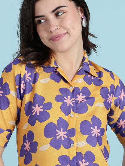 Flower Print Rayon Modern Nighty Dress For Girls And Women