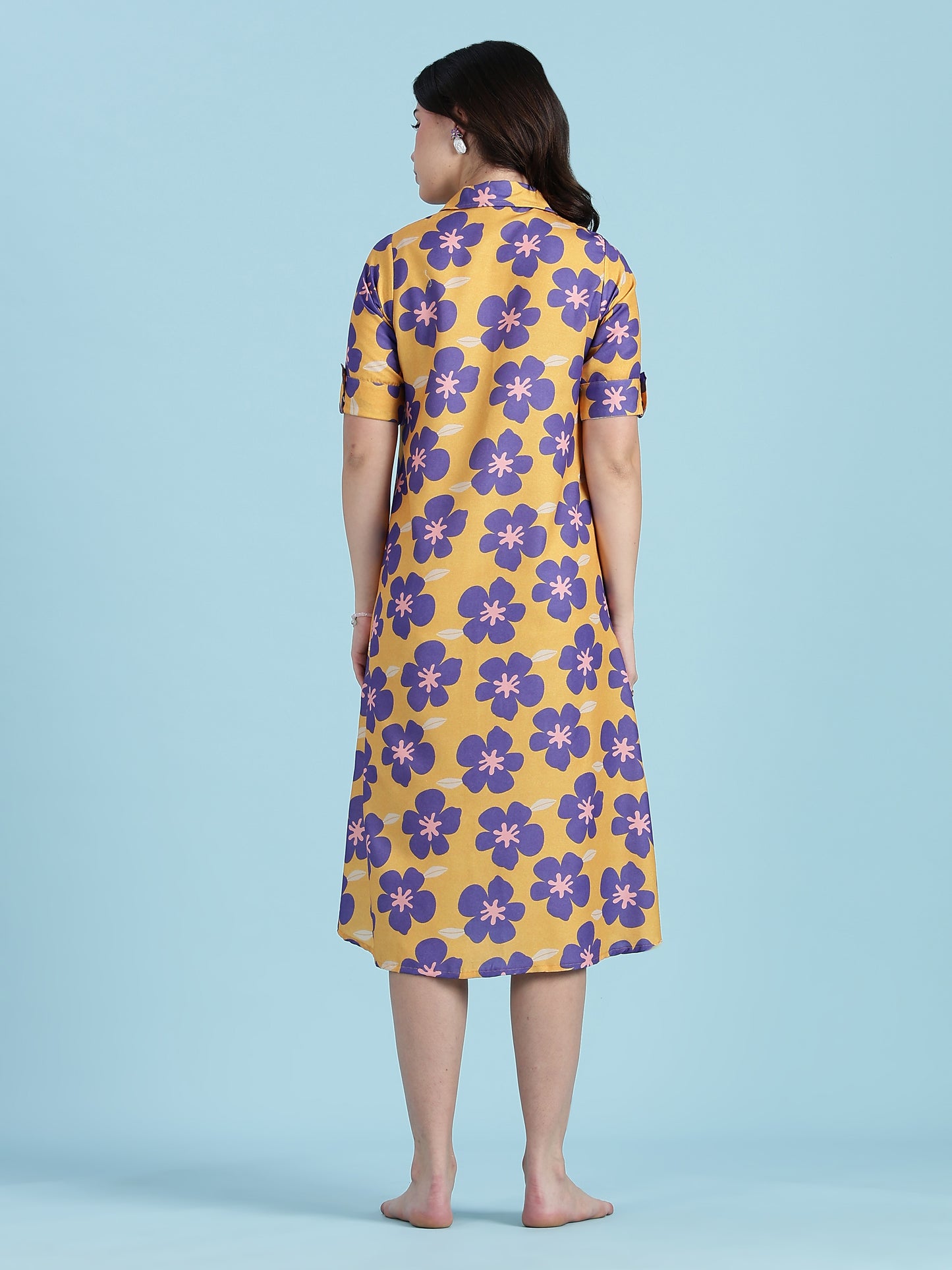 Flower Print Rayon Modern Nighty Dress For Girls And Women