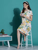 Gloss Malai Multicolor Short Nighty Dress for Women in Aesthetic Tropical Print