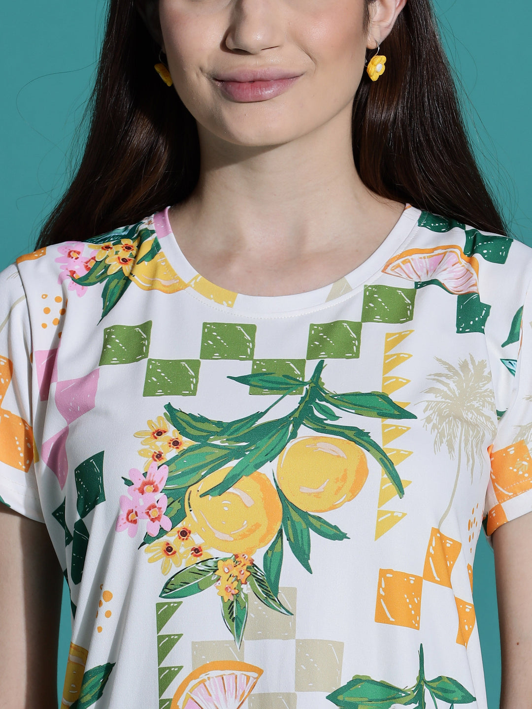 Gloss malai ivory short nighty for women in aesthetic print