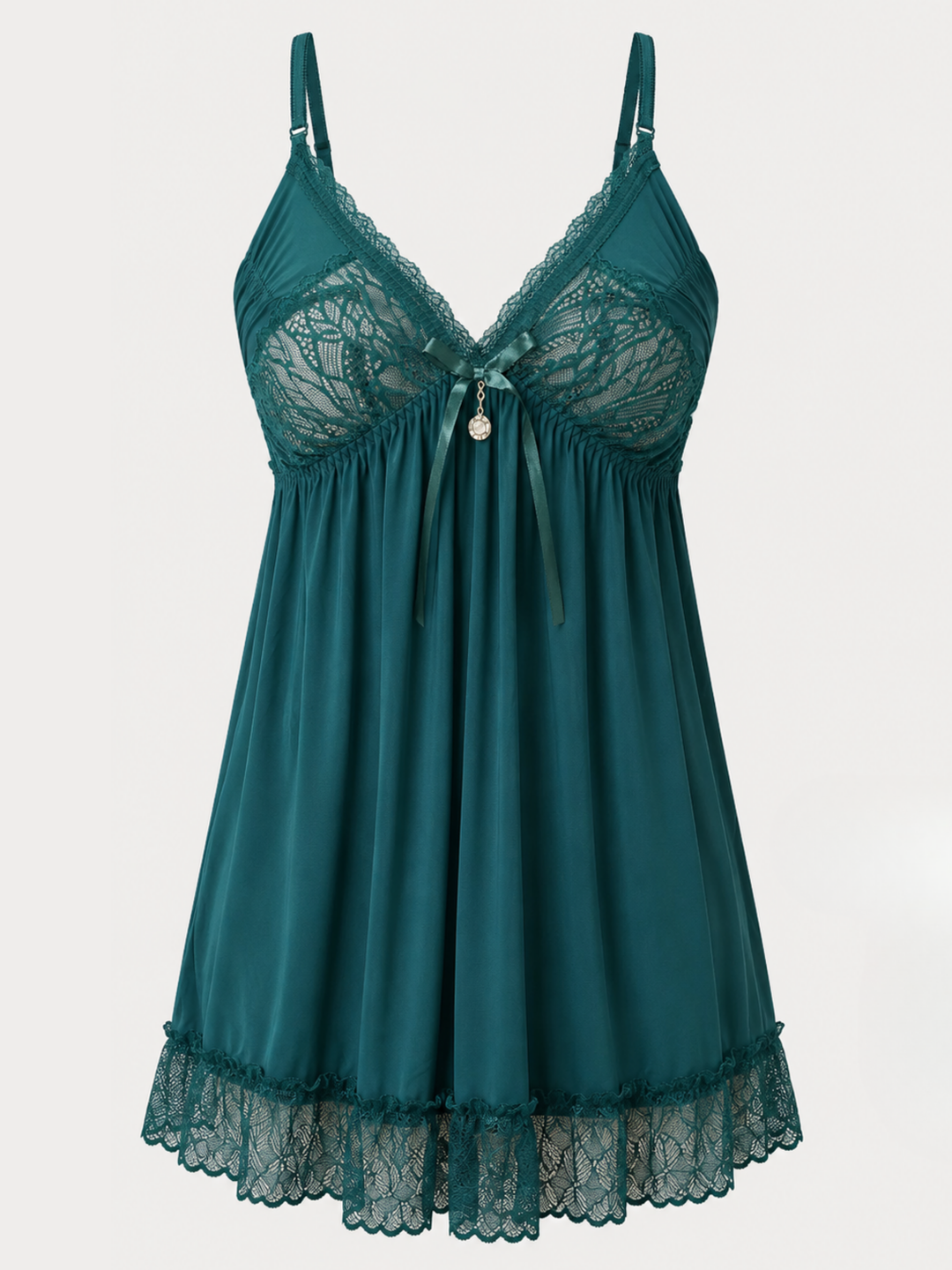 Peacock green malai modal lace babydoll dress online