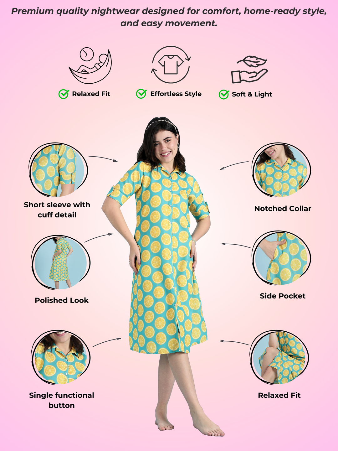 Green yellow buttoned midi length plus size dress for women