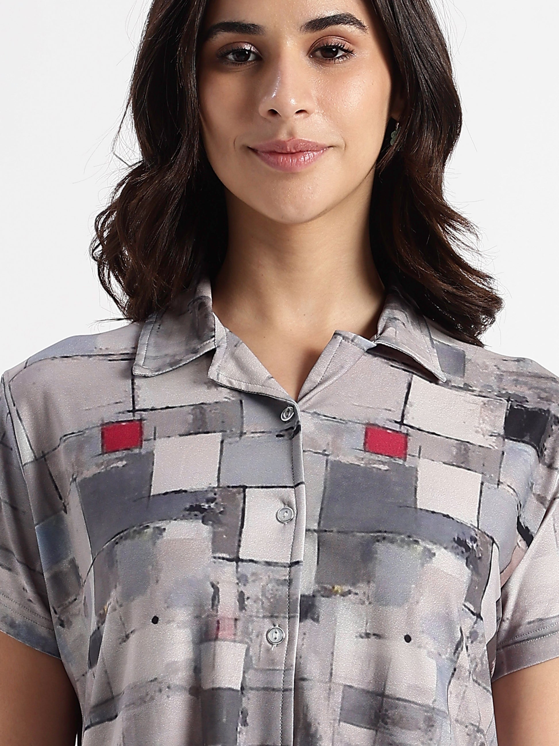 Whispery Grey Gloss Malai Branded Girls Pajama Set