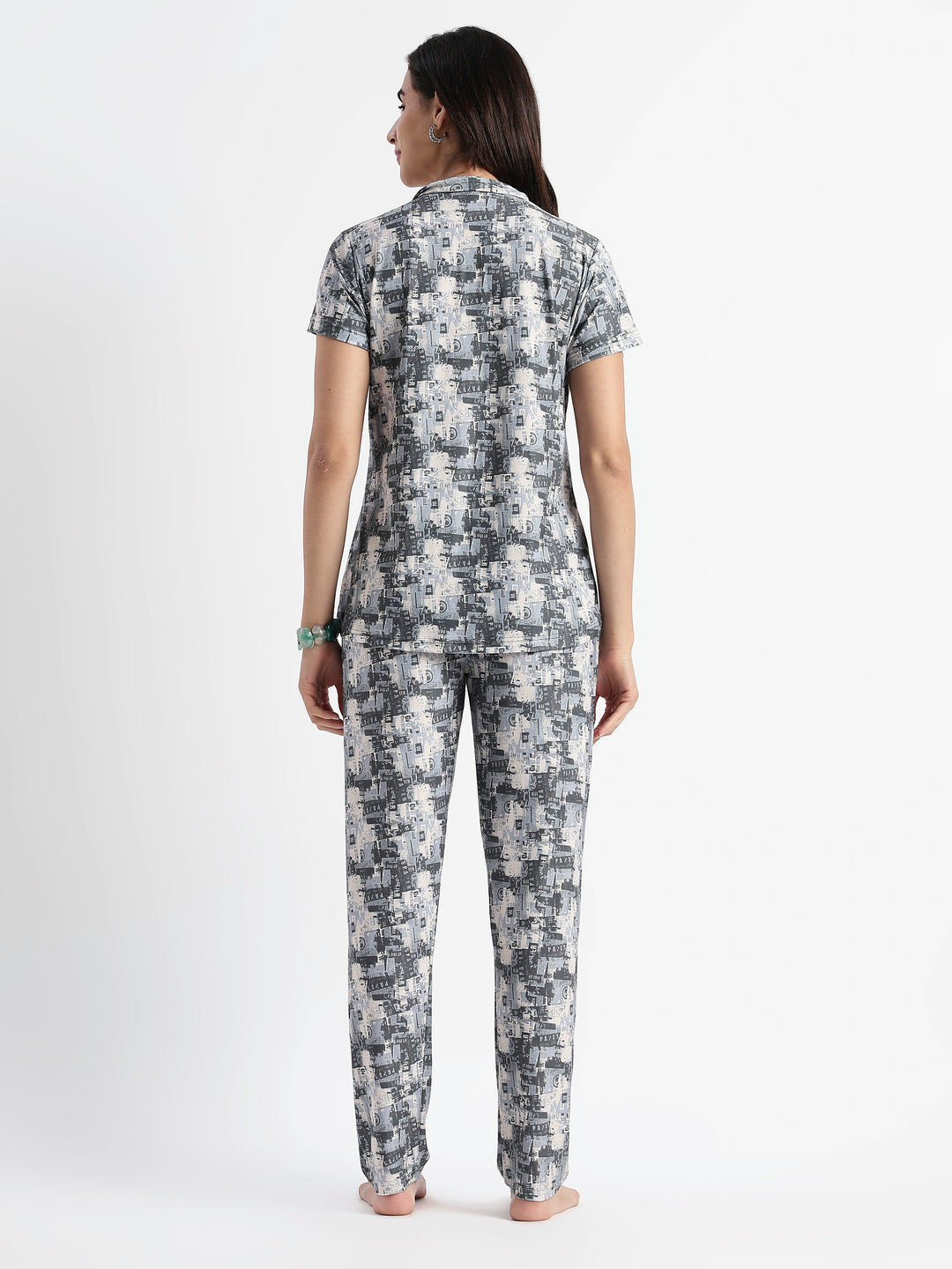 Urban Grey Gloss Malai Night Suits For Girls And Women