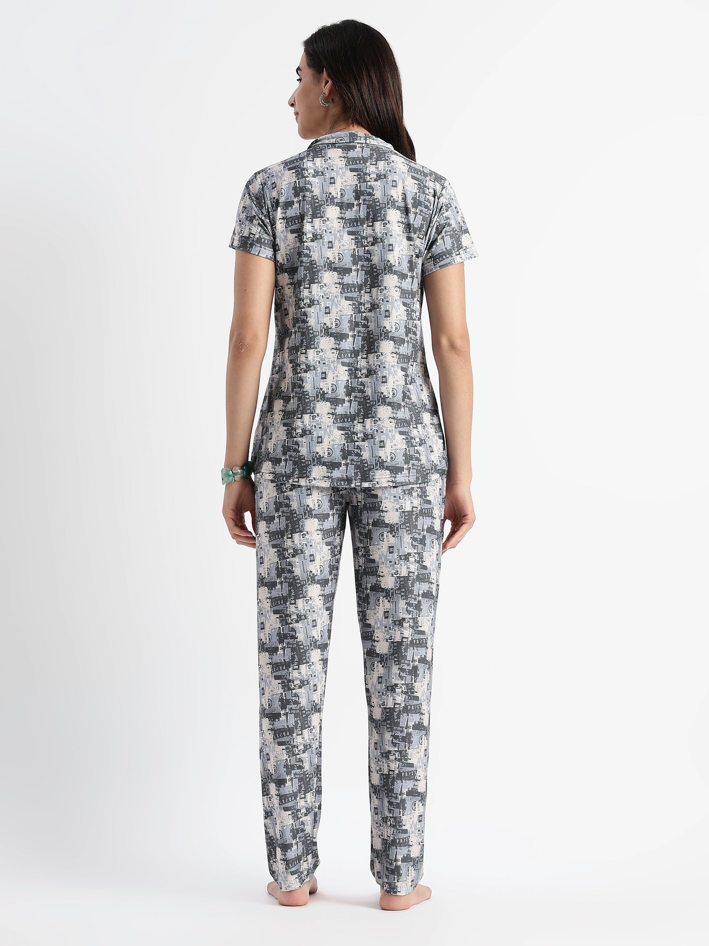 Urban Grey Gloss Malai Night Suits For Girls And Women