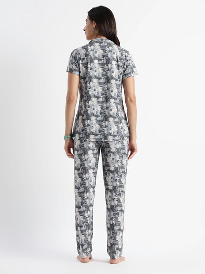 Urban Grey Gloss Malai Night Suits For Girls And Women