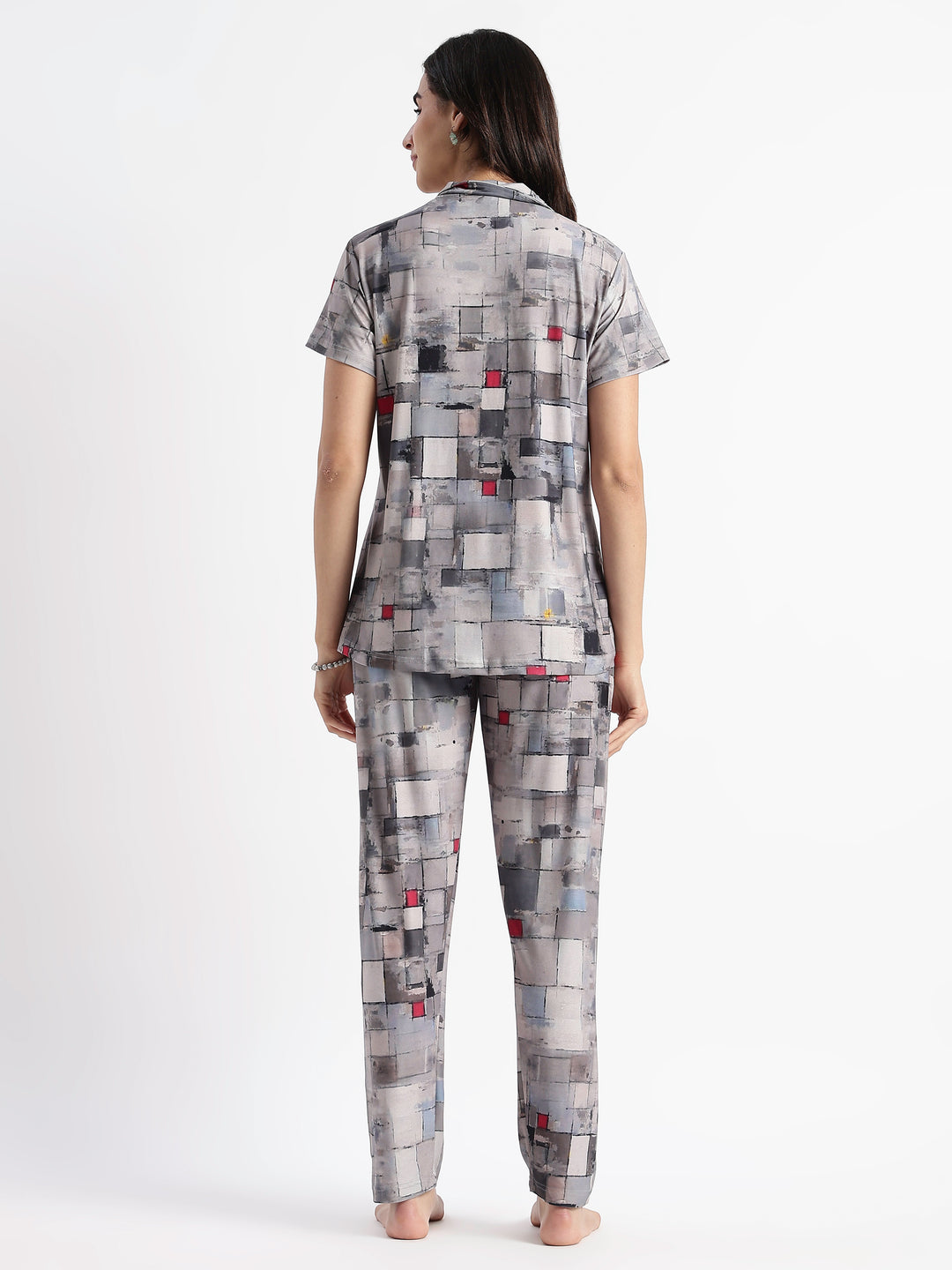 Whispery grey gloss malai branded womens pajama set