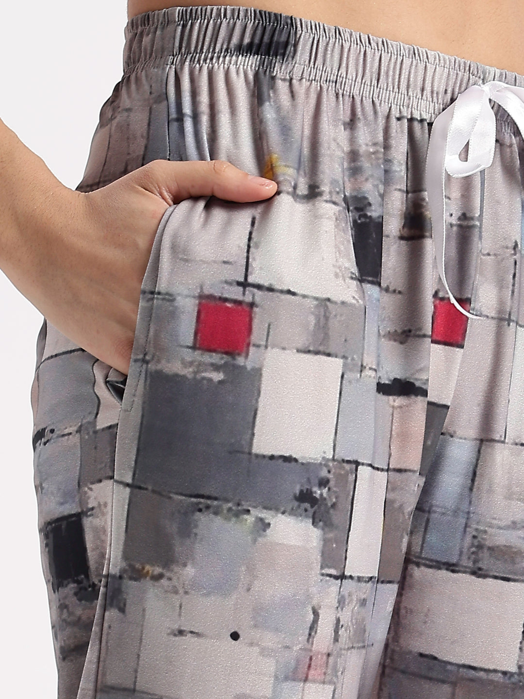 Whispery grey gloss malai branded womens pajama set