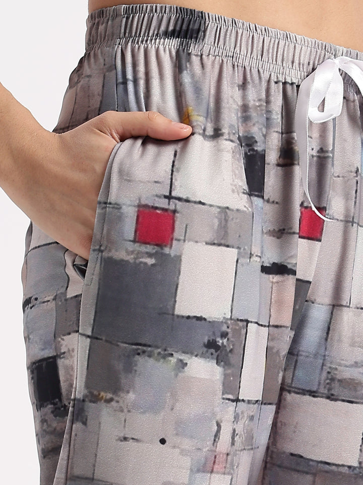 Whispery grey gloss malai branded womens pajama set