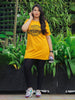Mustard Yellow Printed Long T-Shirt for Women Crafted for Style