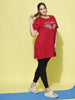 Red Cotton Long T-Shirt for Women Designed for Comfort and Style