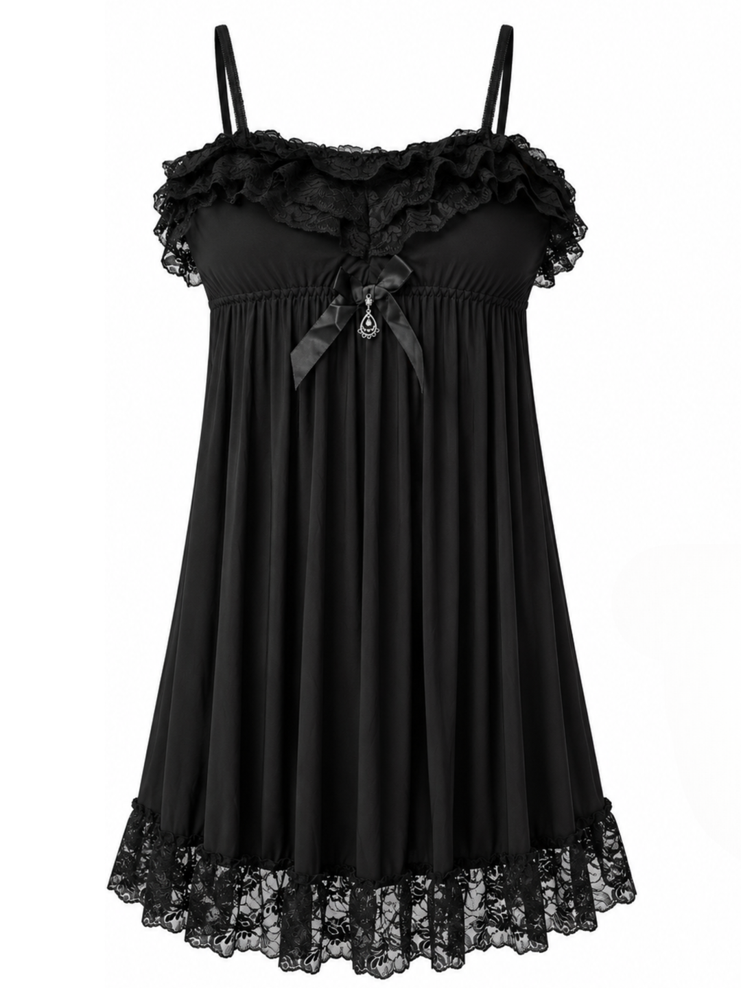 Premium black honeymoon nightwear with matching thong set