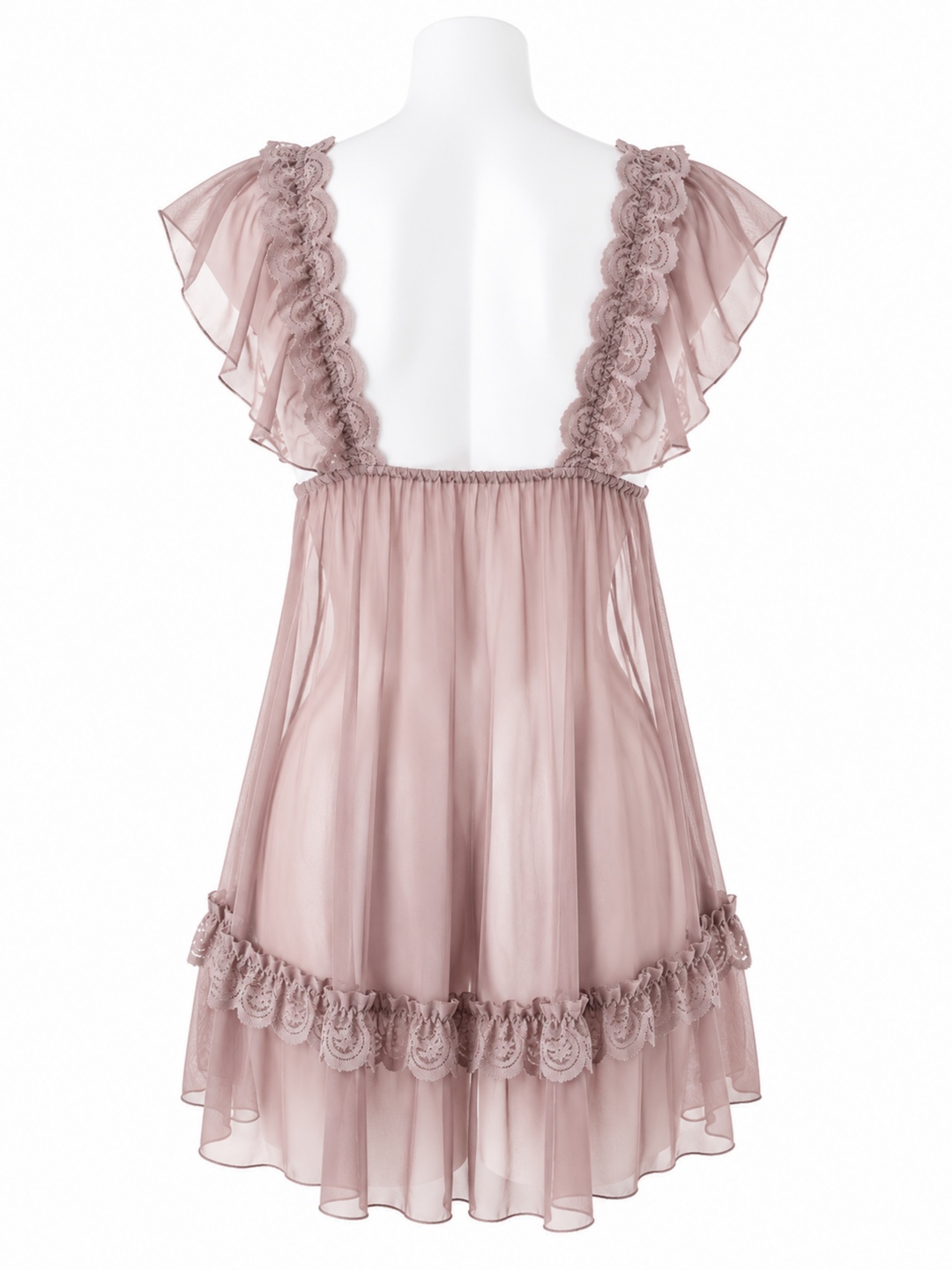 Nude powernet lace babydoll dress for women online