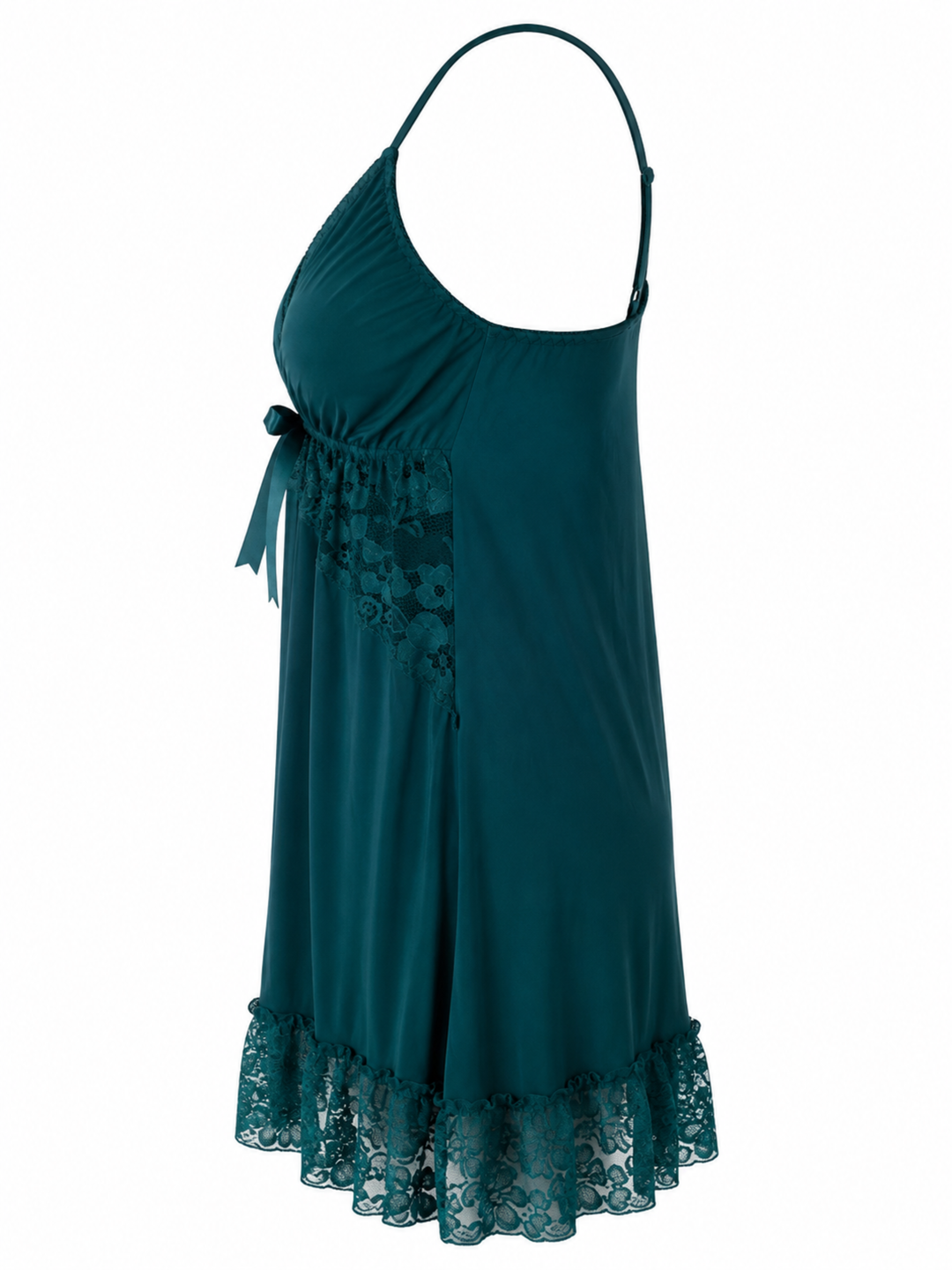 Emerald green premium V-neck babydoll dress for women