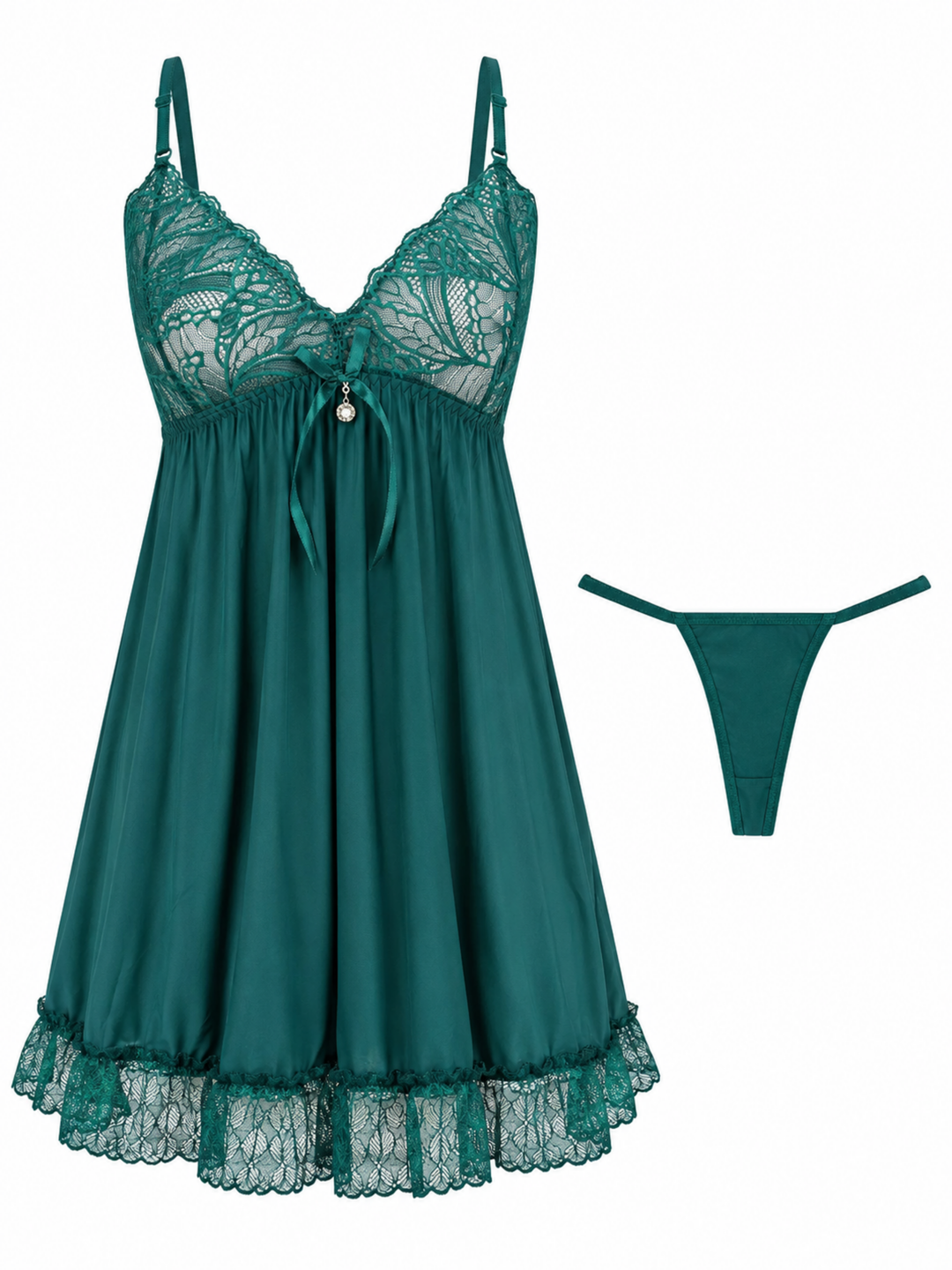 Emerald dream malai modal lace babydoll dress for women