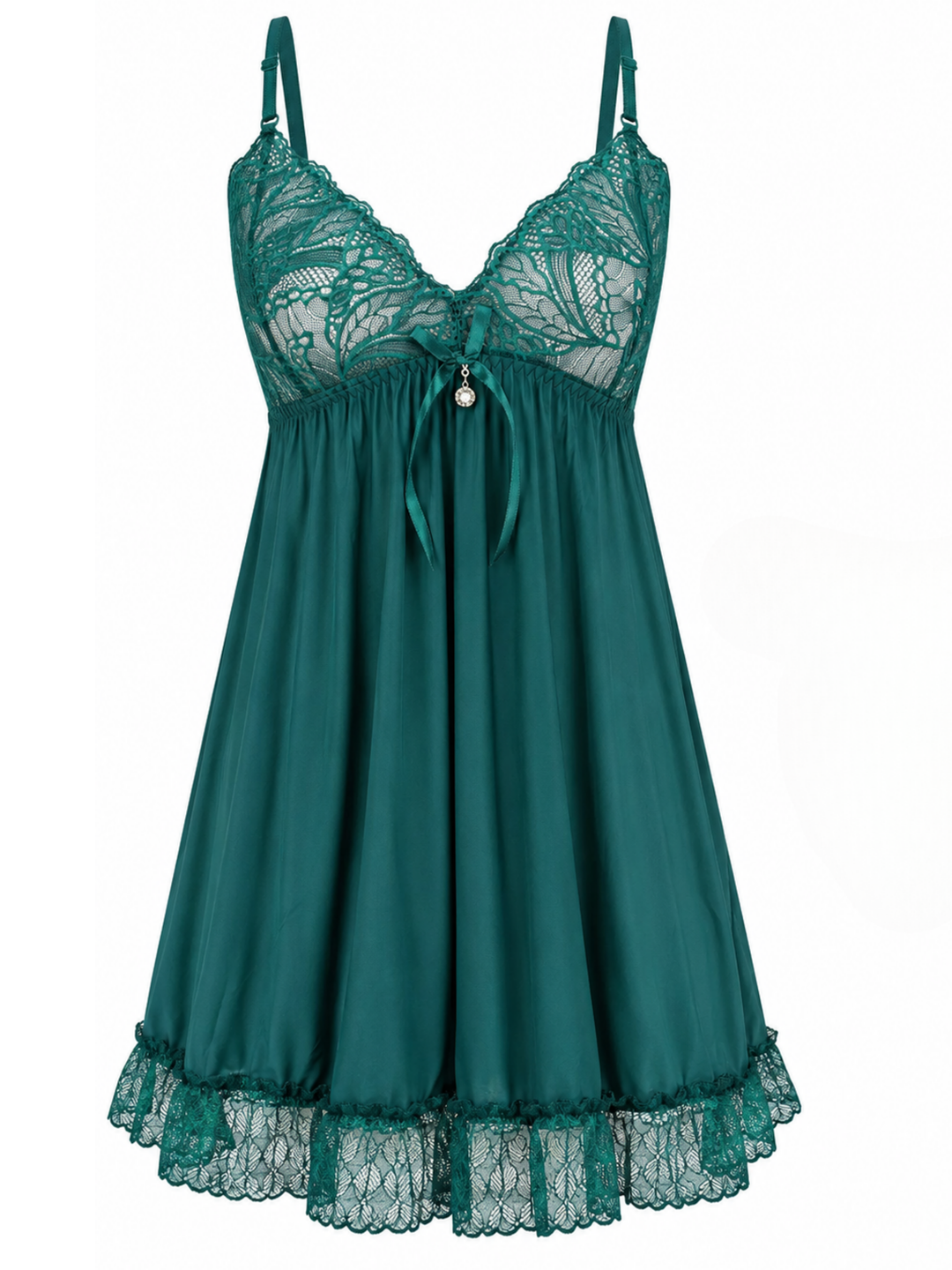 Emerald dream malai modal lace babydoll dress for women