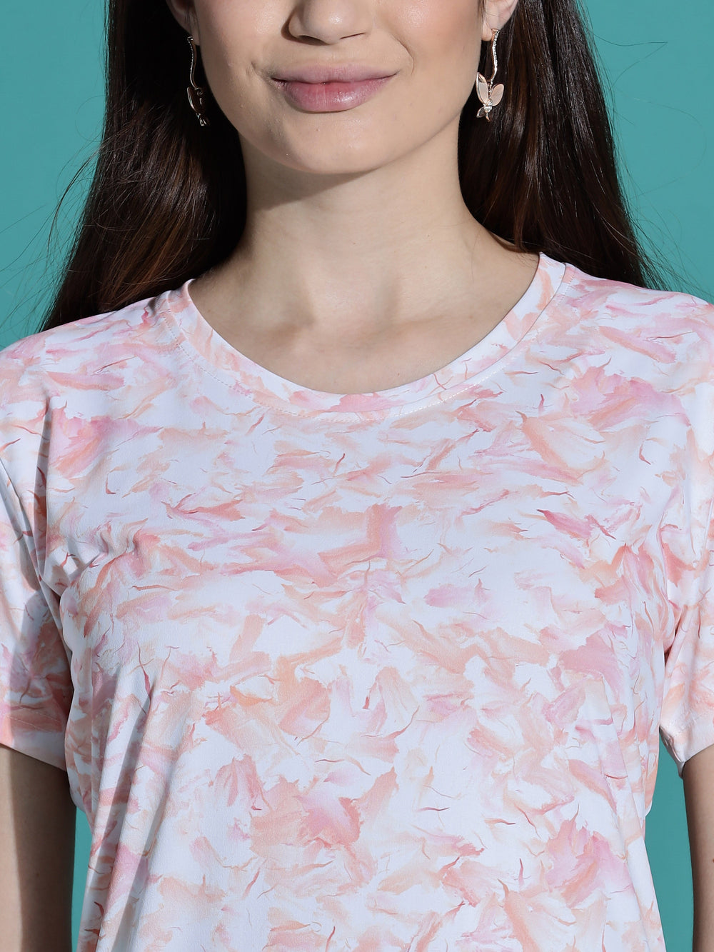Gloss malai peach cream short night dress for women