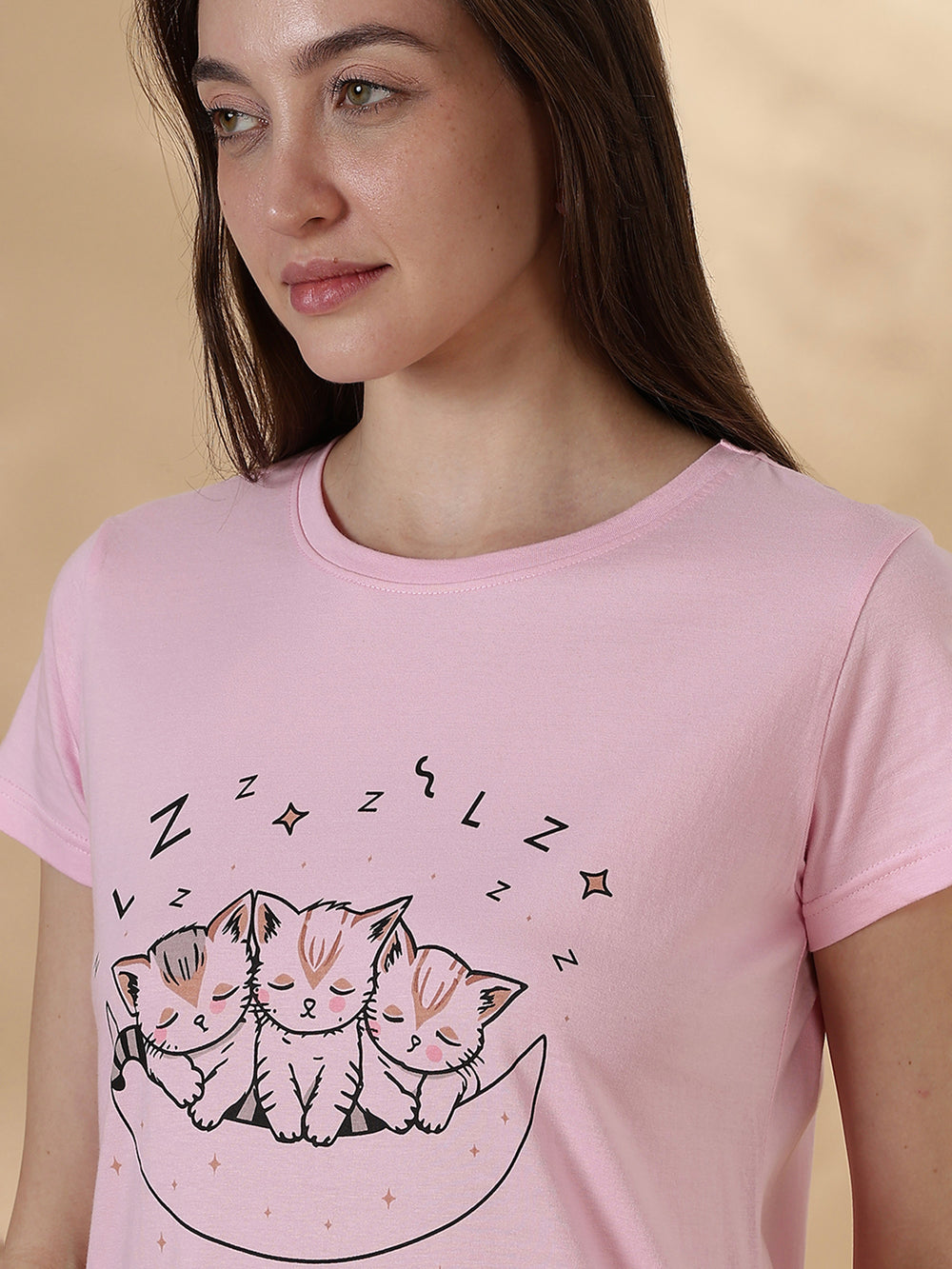 Pink knee length plus size nightwear for women with soft comfy fit