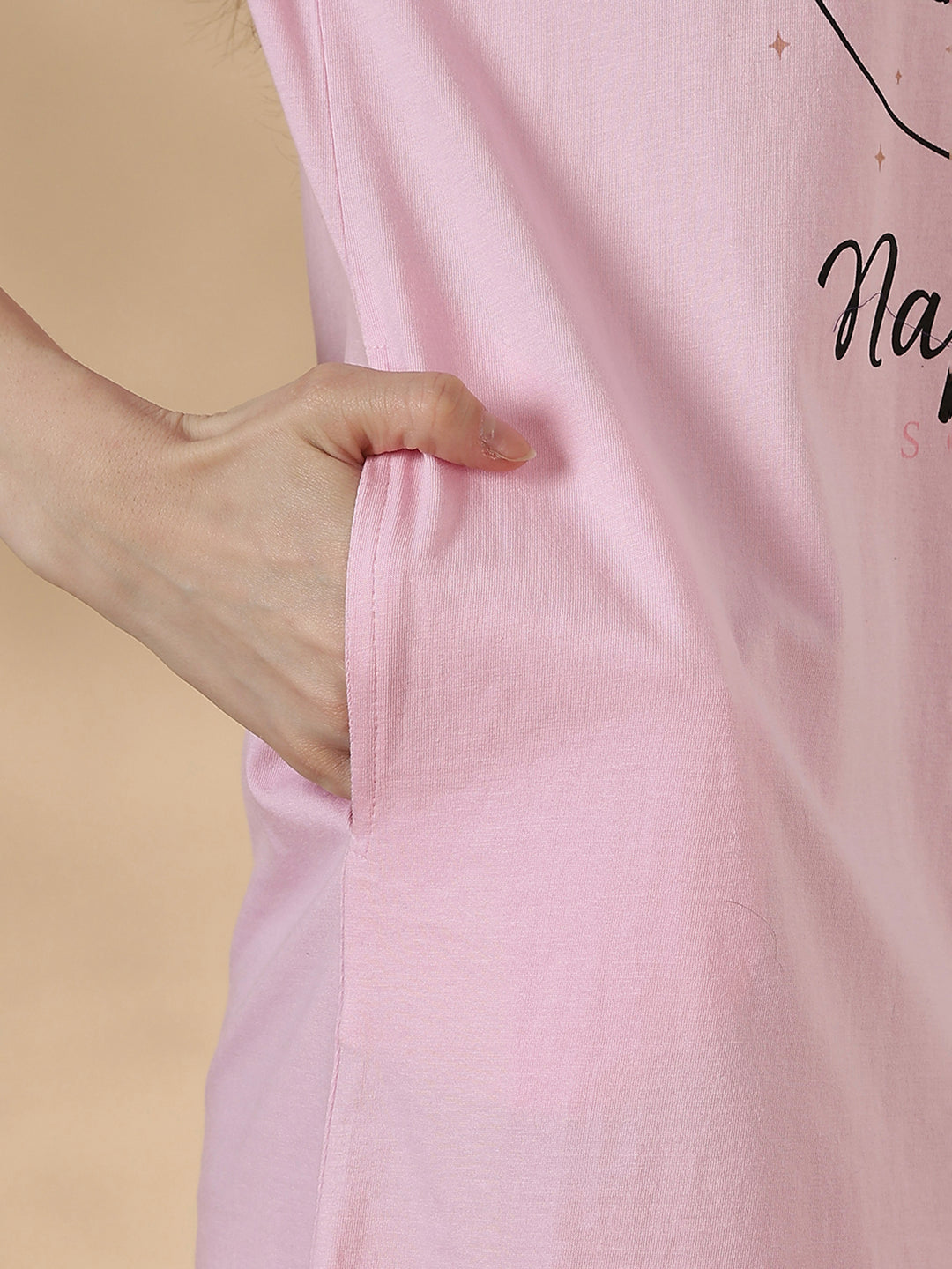 Pink knee length plus size nightwear for women with soft comfy fit