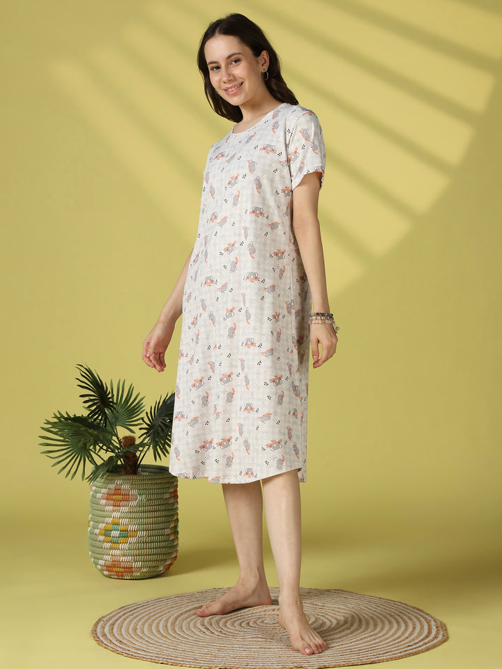 Koala print short nighty dress for women online