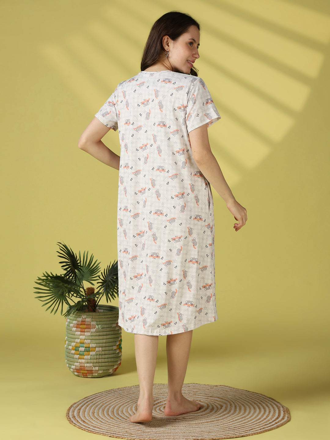 Koala print short nighty dress for women online