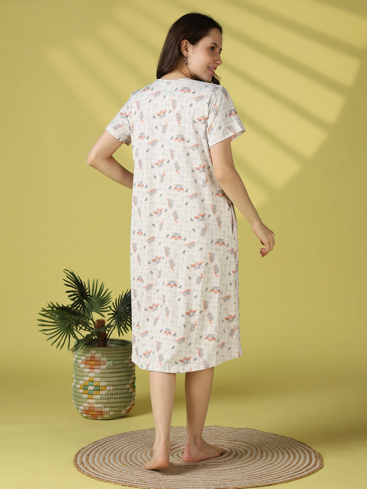 Koala print short nighty dress for women online