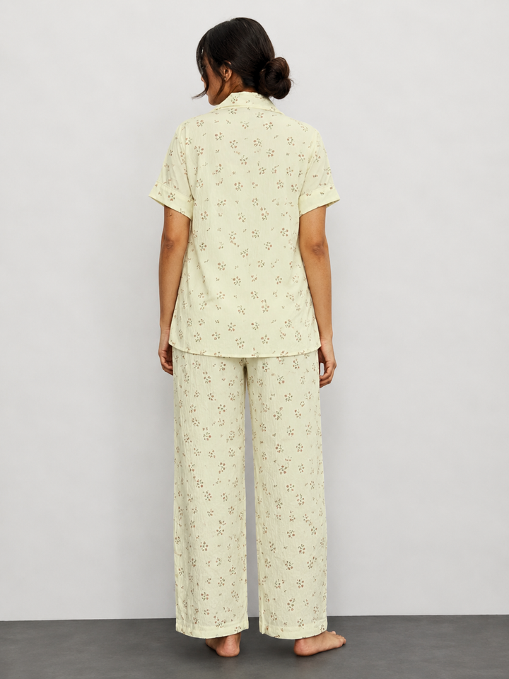 vanilla glow vintage floral korean style night suit set