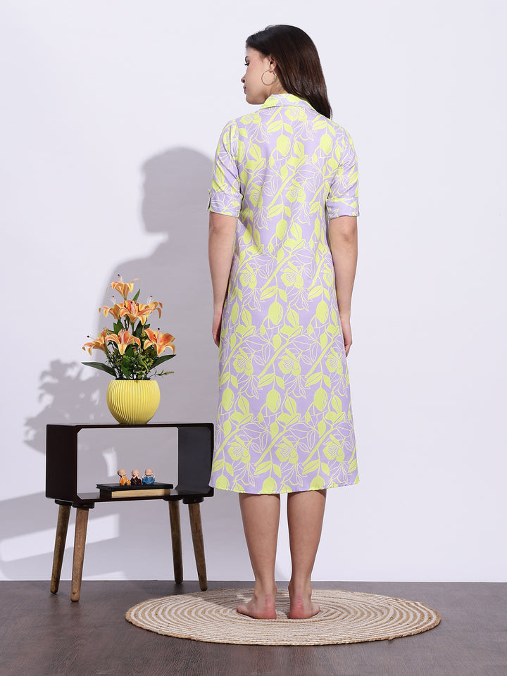 Candy crush lilac midi length plus size modern nighty dress