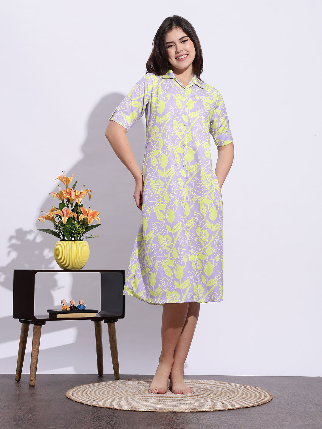 Candy crush lilac midi length plus size modern nighty dress