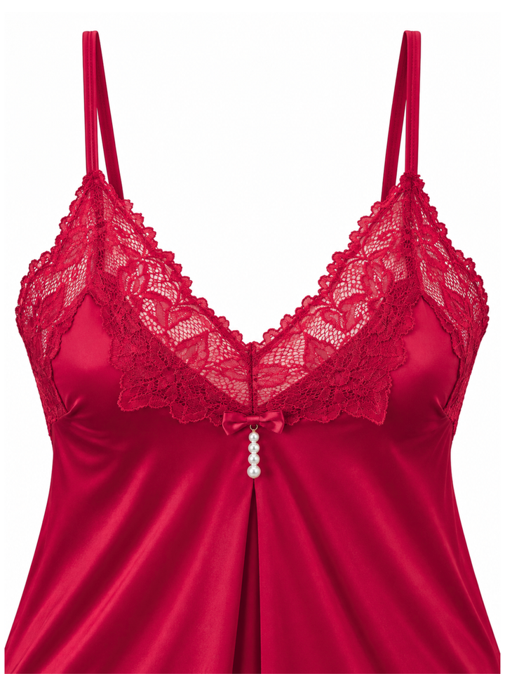 Lipstick red mulberry lace babydoll dresses for women