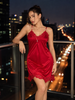 Lipstick Red Mulberry Babydoll Dress with Floral Lace Detail