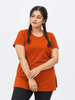 Orange Everyday Essential Long T Shirt for Women with Side Slits