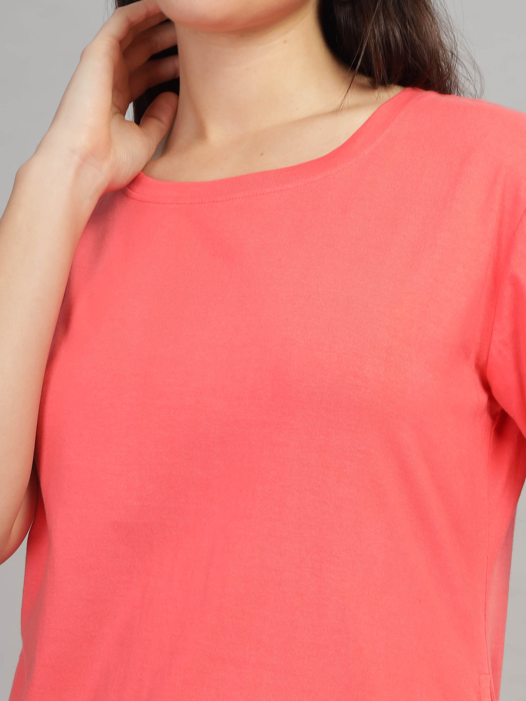 Coral Cotton Longline T-Shirt for Women with Comfy Fit