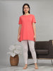 Coral Cotton Longline T-Shirt for Women with Comfy Fit