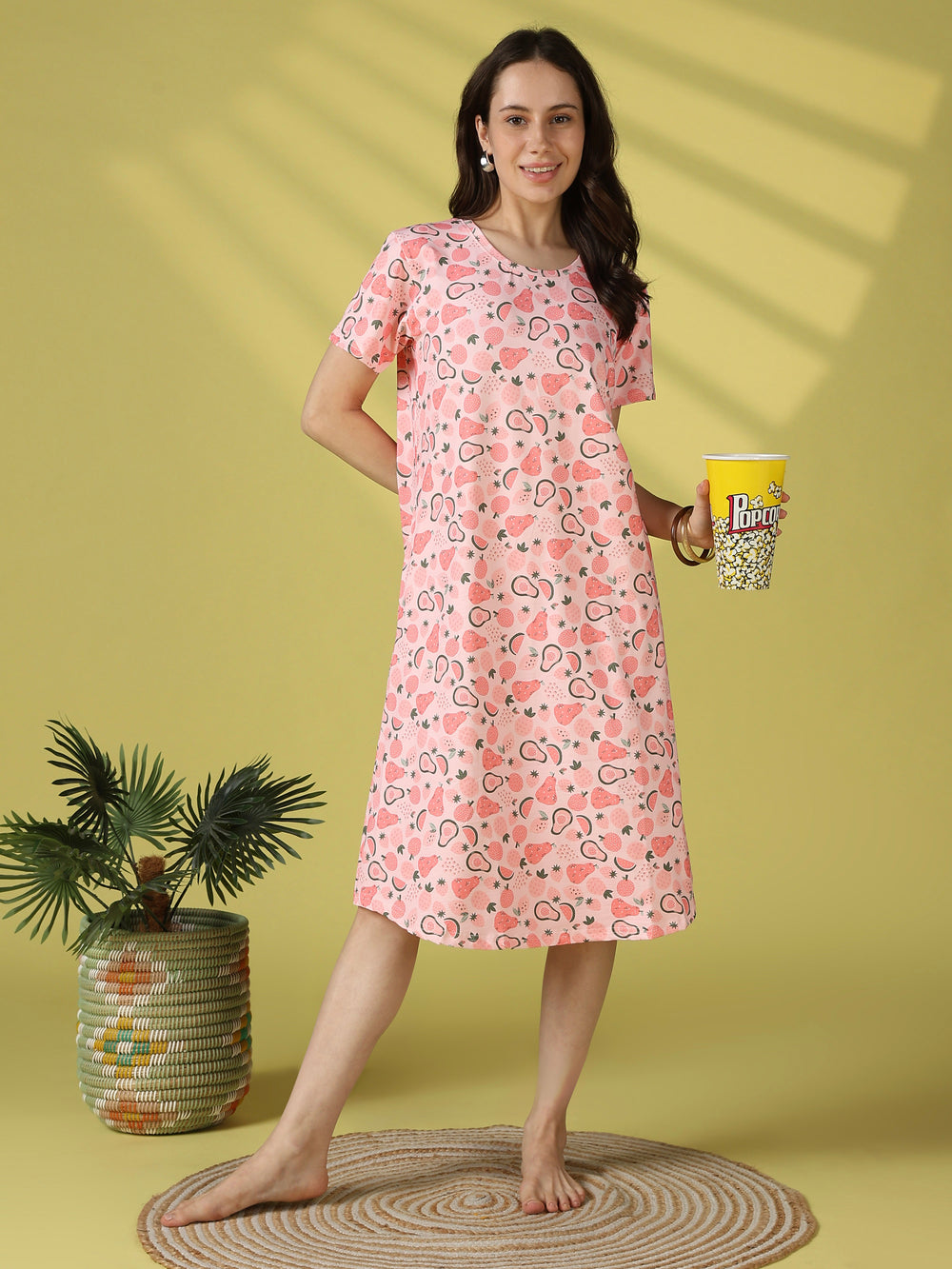 Gloss malai fruit print short night dress for women