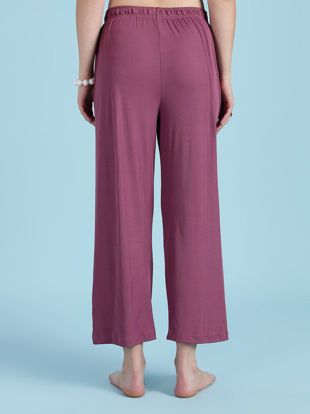 Rib soft loungewear set for women in maroon