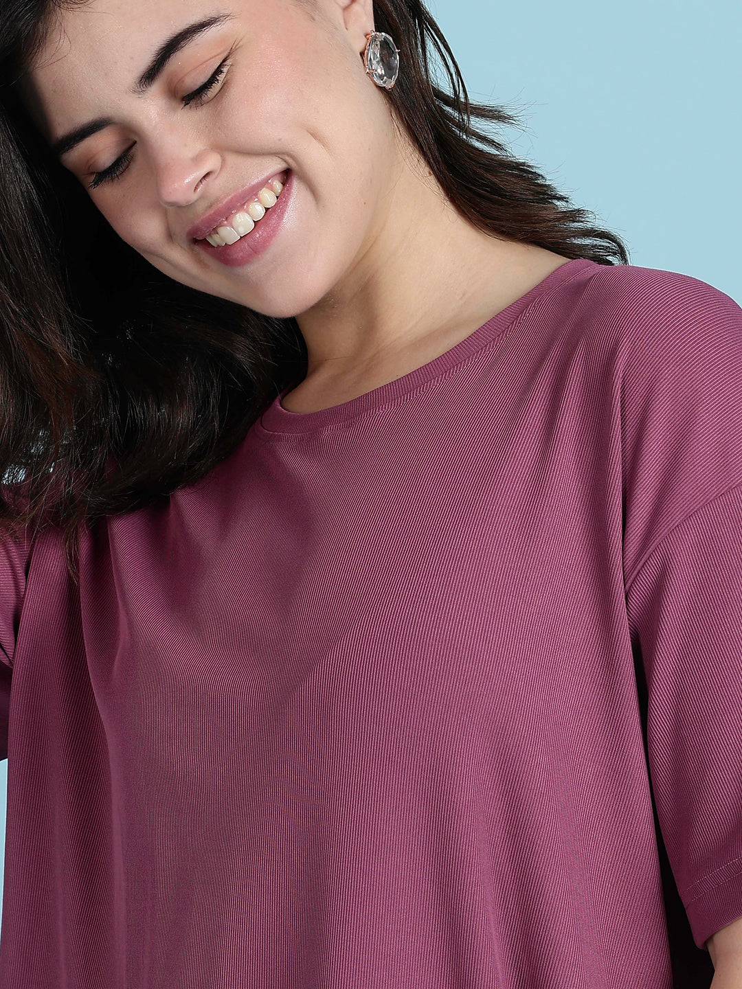 Rib soft loungewear set for women in maroon