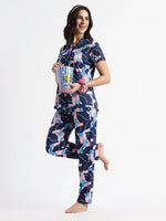 Pop Art Glossy Lycra Loungewear Set for Girls