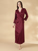 Satin Lace Nighty with Matching Robe in Wine Rose