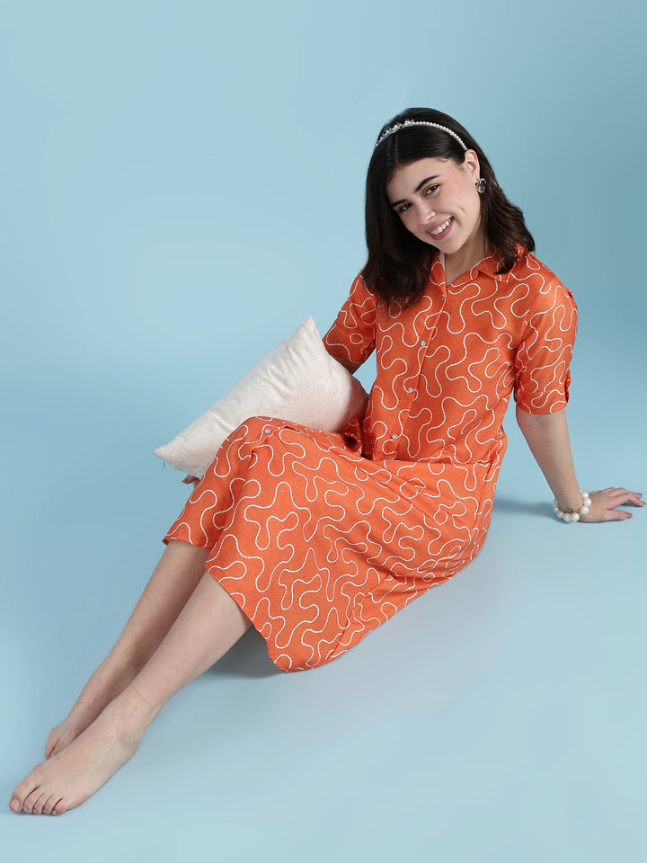 Juicy sparkle orange nighty dress for women
