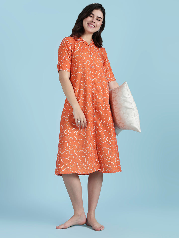 Juicy sparkle orange nighty dress for women
