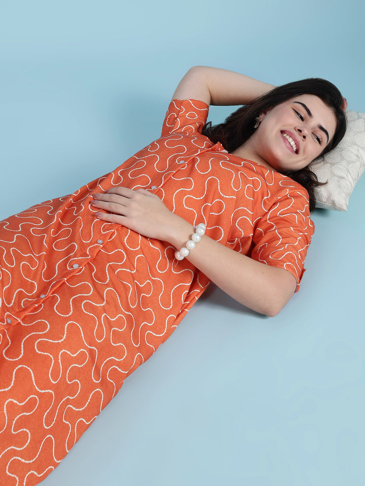 Juicy sparkle orange nighty dress for women