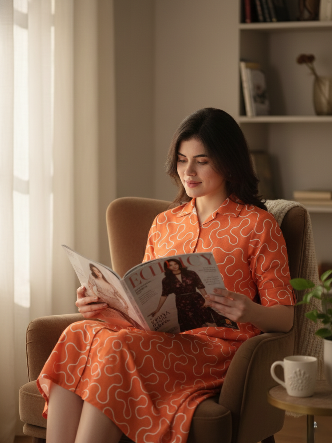 Juicy sparkle orange nighty dress for women