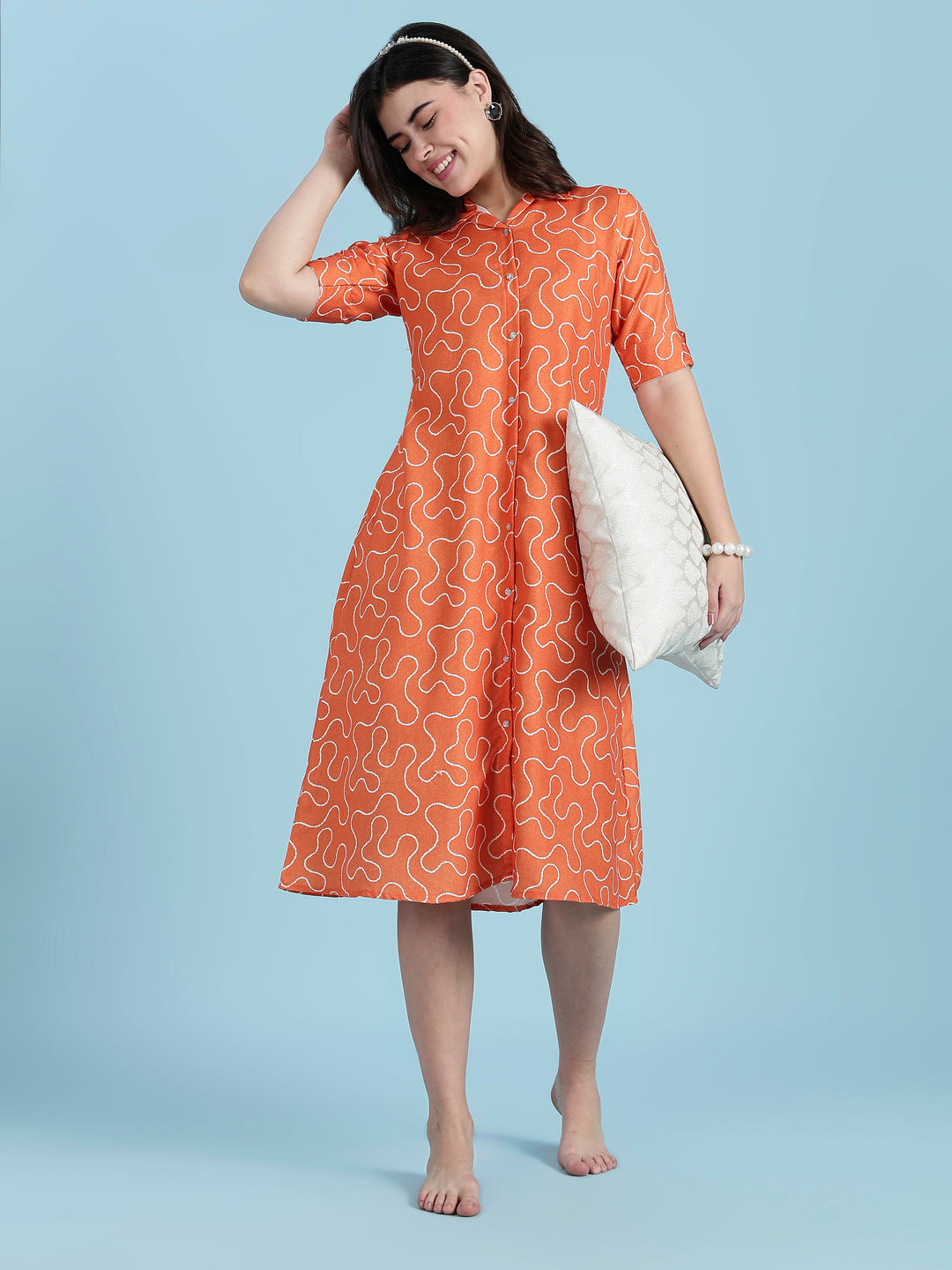 Juicy sparkle orange nighty dress for women
